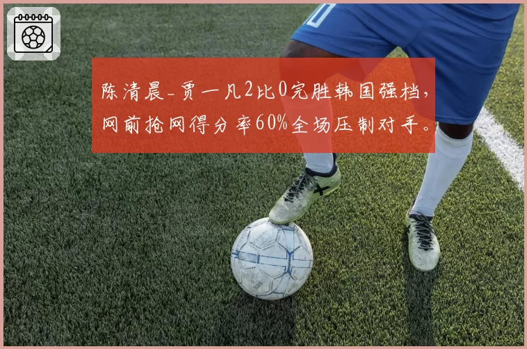 陈清晨_贾一凡2比0完胜韩国强档，网前抢网得分率60%全场压制对手。